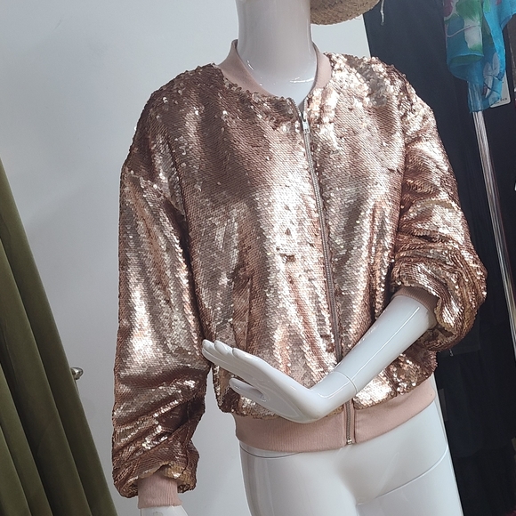 Bar III Jackets & Blazers - NWT Bar III Rose Gold Sequin Jacket
